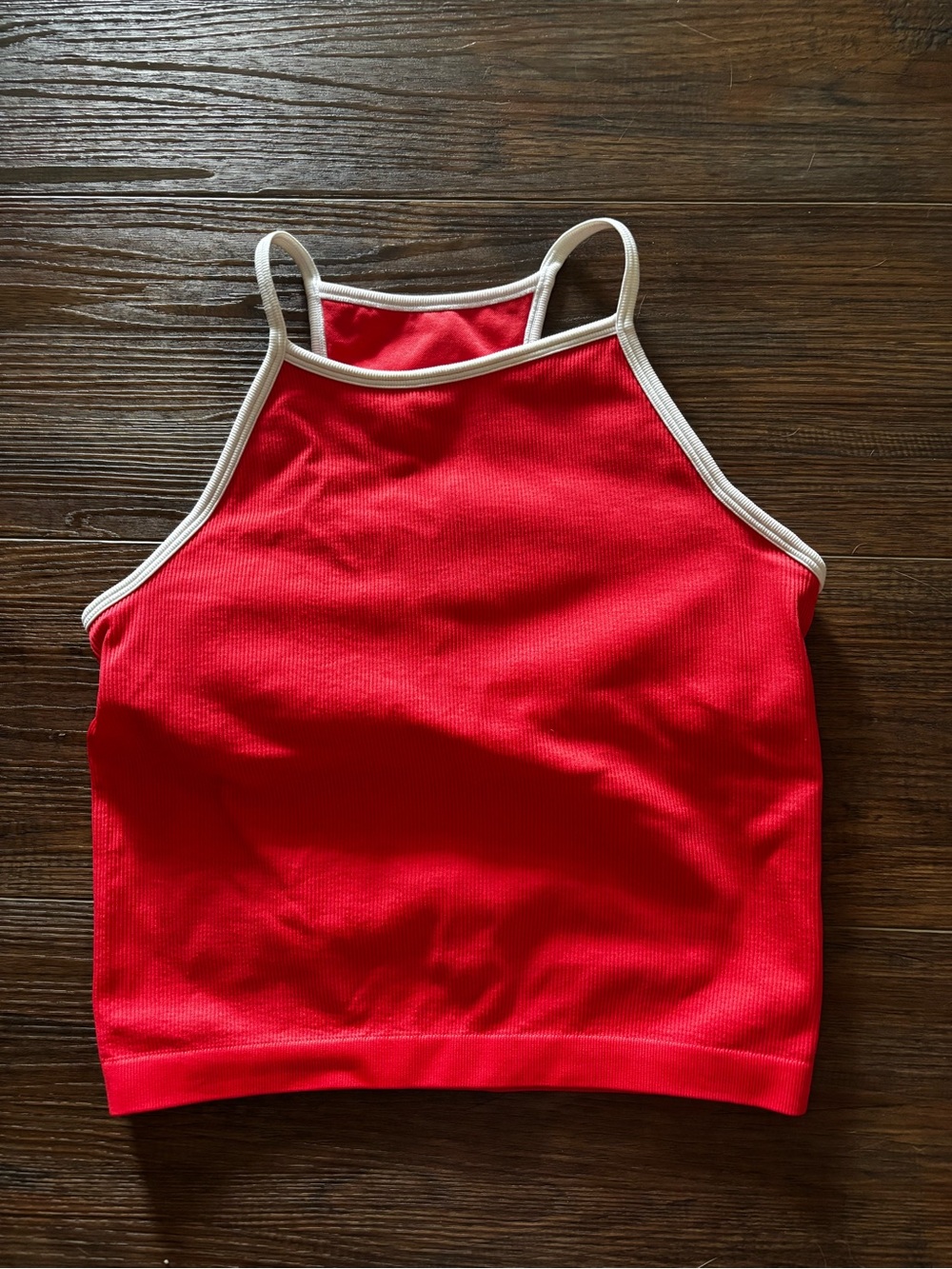 DSG Red Crop Sports Bra with White Trim